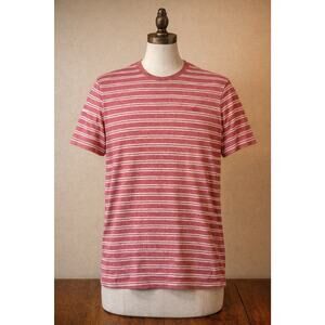 Reef Mens XL Red White Striped T Shirt Surf Casual Tee Cotton Logo Comfort